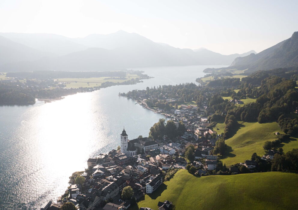 Aerial view of Sankt Wolfgang and Lake Wolfgangsee