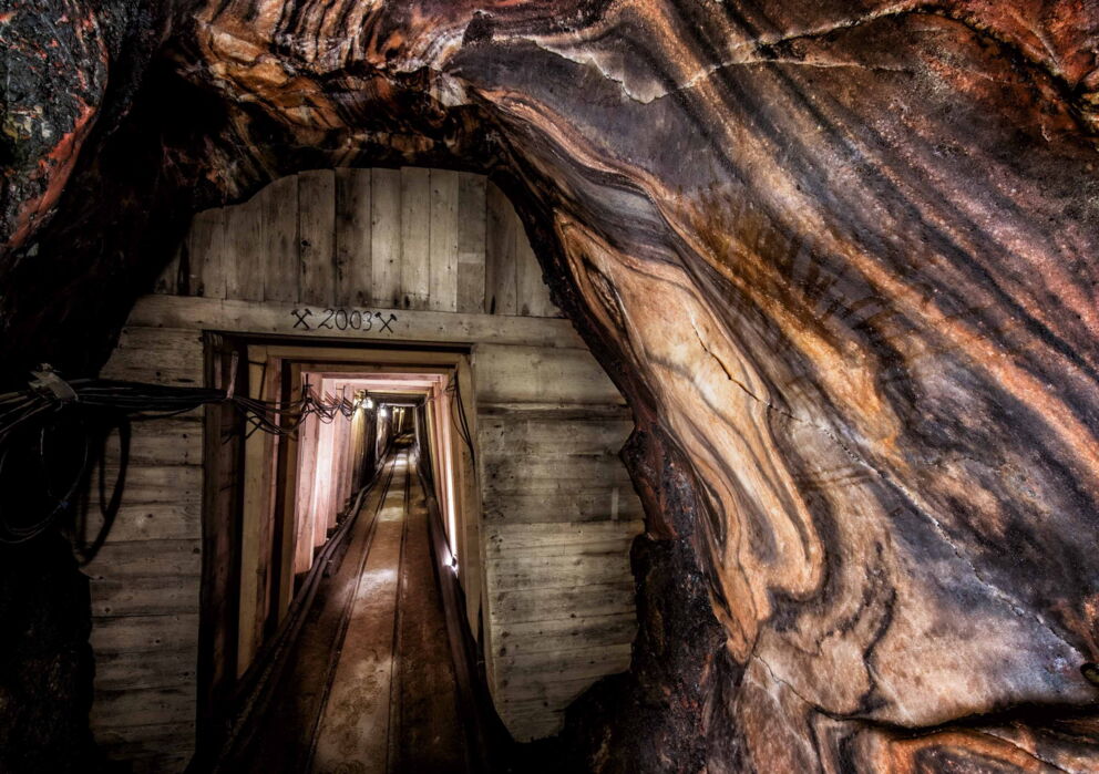 Mine tunnel in the salt mine in Hallstatt