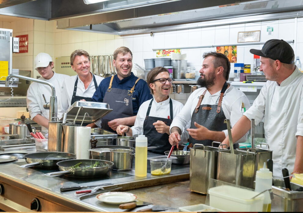 A group of famous chefs at the Weissen Rössel in Sankt Wolfga