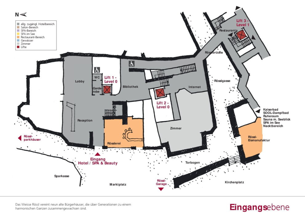 Eingangsebene des Hotels Im Weissen Rössl