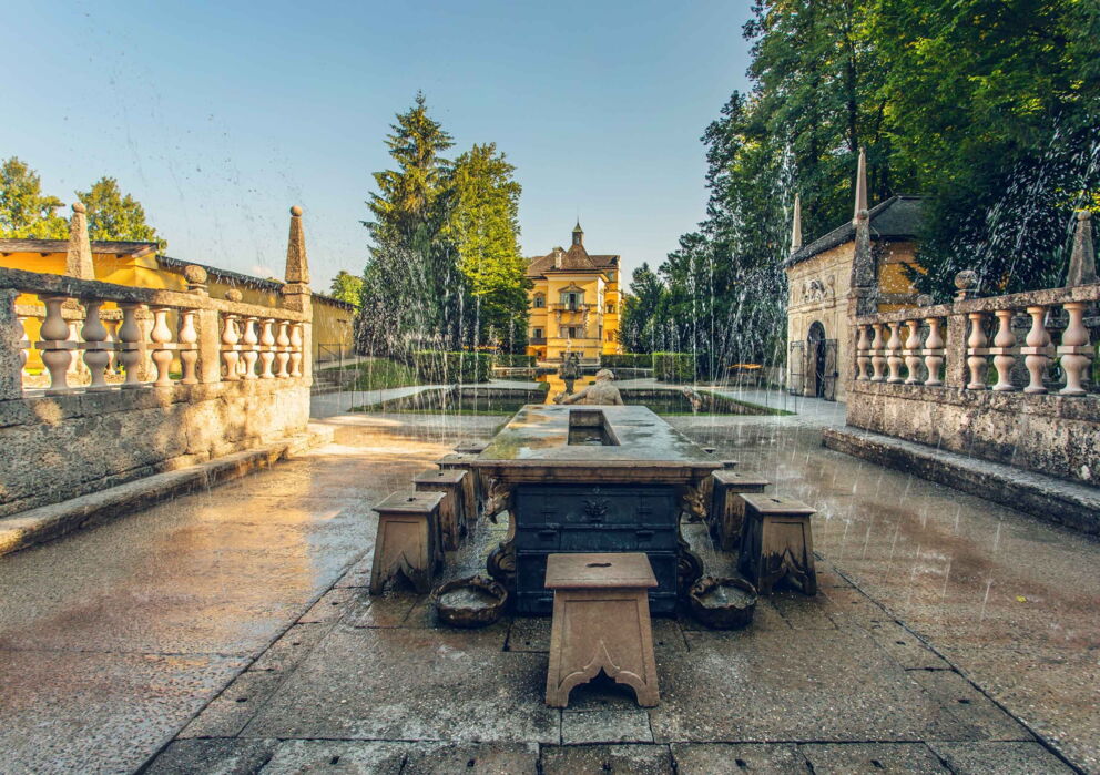 Die Wasserspiele im Schloss Hellbrunn in Salzburg