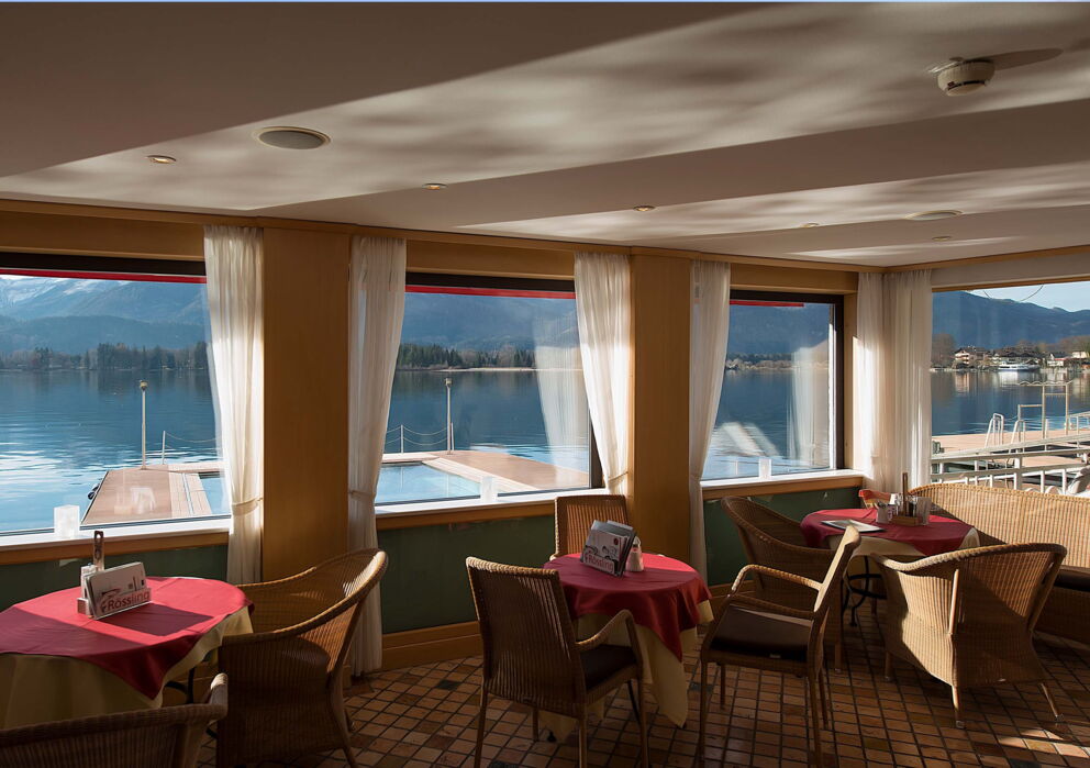 Restaurant Badstüberl overlooking the spa complex at the&nbsp;Hotel Im Weissen Rössl